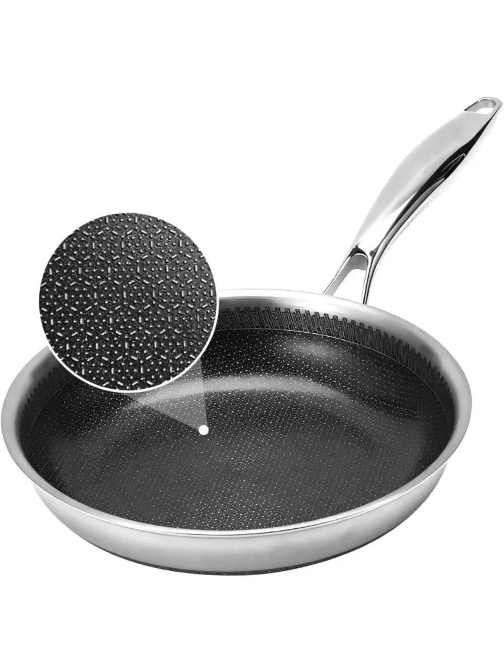 8-Inch Tri-Ply Stainless Steel Frying Pan, Nonstick Skillet, Induction & Oven
